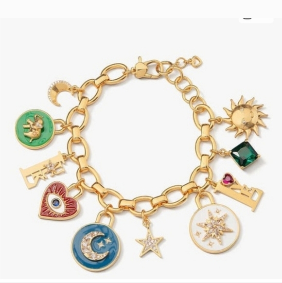 Kate Spade Like Magic Charm Bracelet Gold Tone Charms with Colorful - Picture 10 of 10